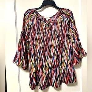 Colorful bell sleeve blouse